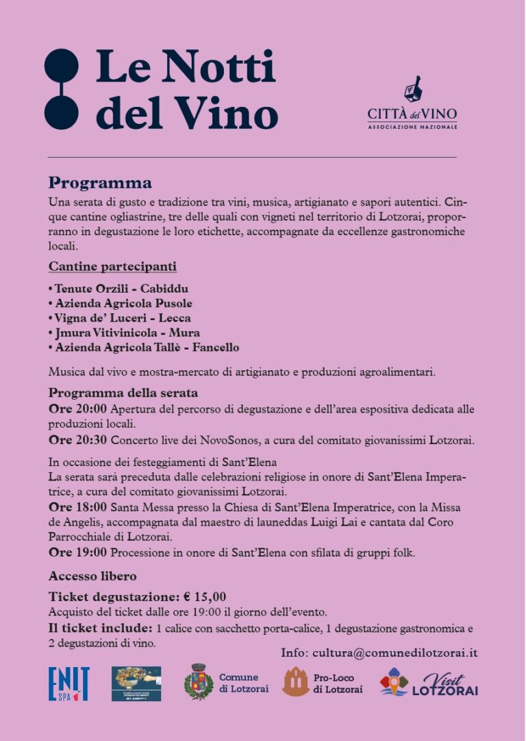 Le Notti del vino 30 agosto 2026